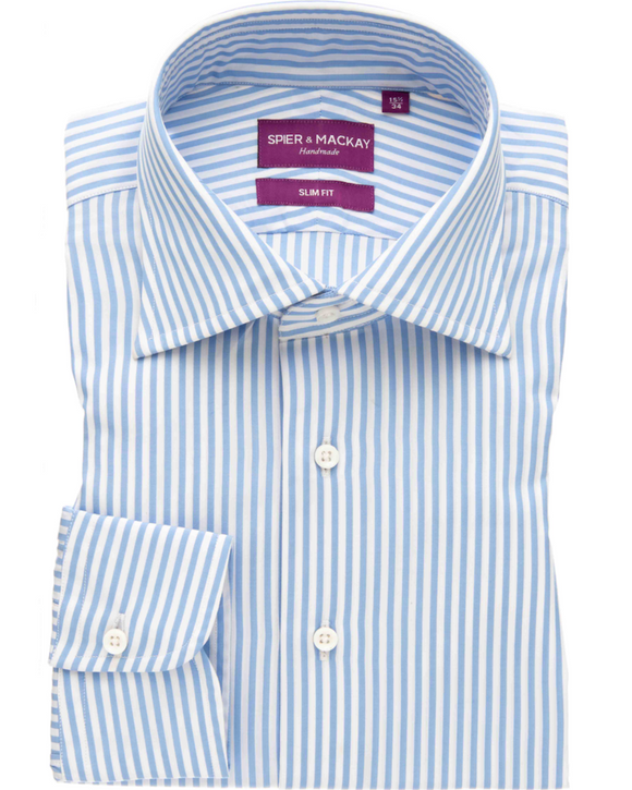 Spier & Mackay Dress Shirt with French Placket, Blue Bengal Stripe