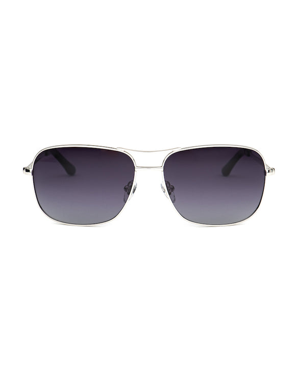 Spier & Mackay Square Aviator Sunglasses, Polarized, Silver/Black