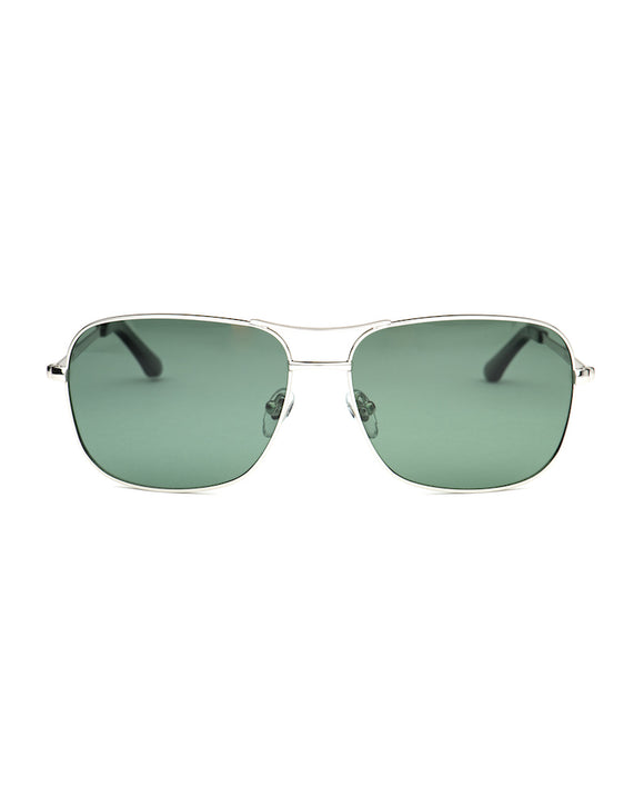 Spier & Mackay Square Aviator Sunglasses, Polarized, Silver/Green
