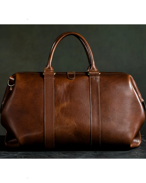 Satchel Page Gladstone Bag in Brown Vegetable Tanned Leather 20 Oxford Evergreen