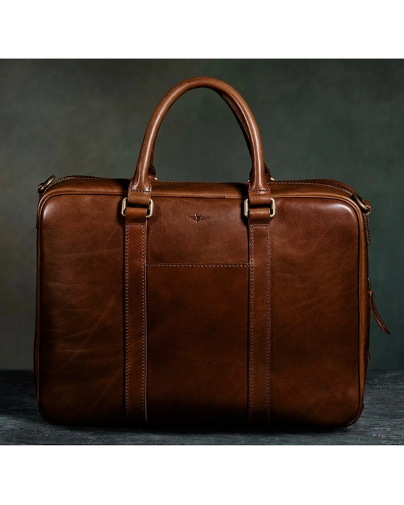 Satchel & Page Diplomat Vegetable-Tanned Leather Briefcase, Brown