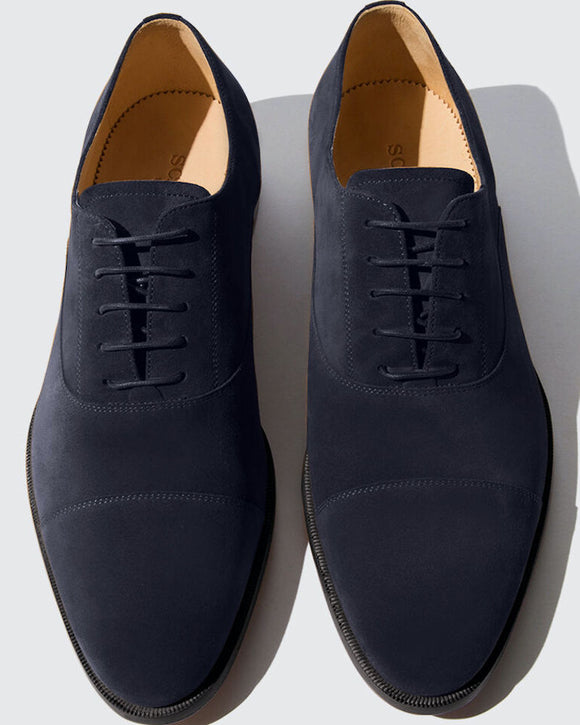 Scarosso Giove Abisso Cap-Toe Oxford, Dark Blue Suede