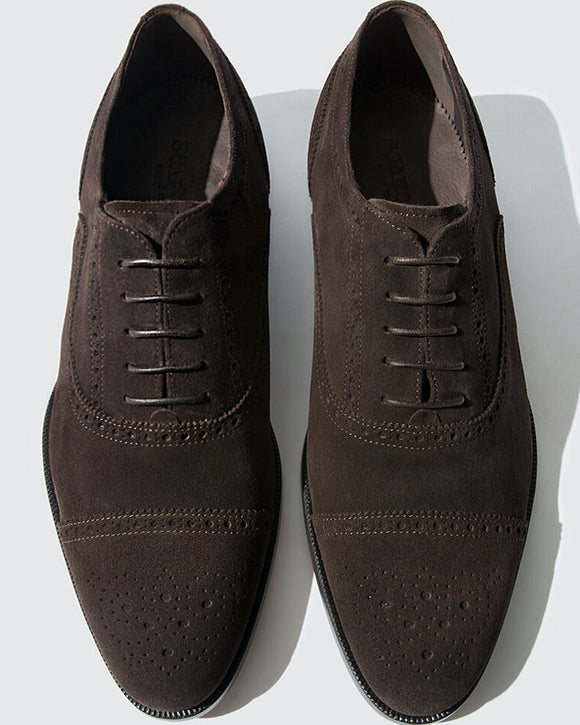 Scarosso Roberto Cap-Toe Oxfords, Dark Brown Suede