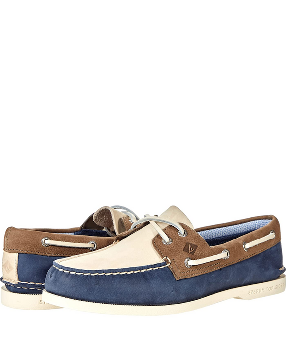 Sperry Authentic Originals 2-Eye Plushwave Tri-Tone Boat Shoes, Navy Multi