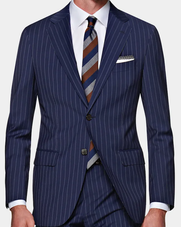 Suitsupply Napoli Suit, Fair Wear & Carbon Neutral, Navy Pinstripe