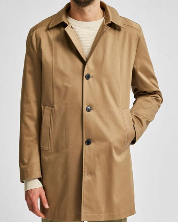 Thread Organic Cotton Classic Stretch Car Coat, Neutral (Tan)