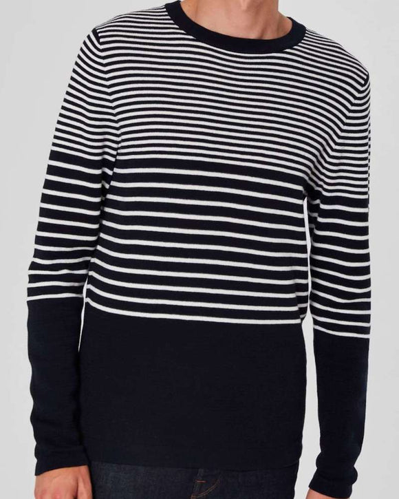 Thread Organic Cotton Striped Sweater, Navy & White