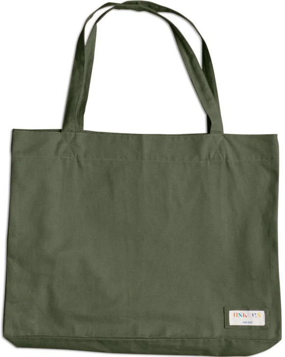 Uskees 4001 Large Organic Cotton Tote Bag, Army Green (5 Colors)