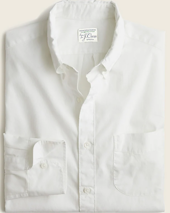 J. Crew Slim Stretch Secret Wash Organic Cotton Poplin Shirt, White